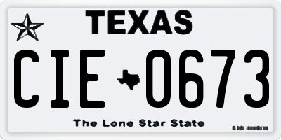 TX license plate CIE0673