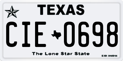 TX license plate CIE0698