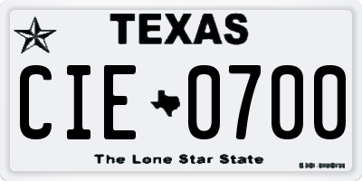 TX license plate CIE0700