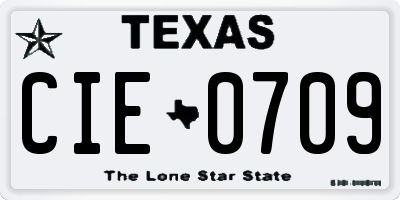 TX license plate CIE0709