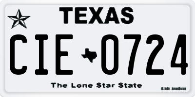 TX license plate CIE0724