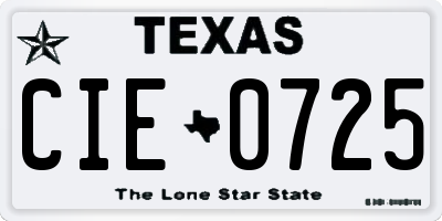 TX license plate CIE0725
