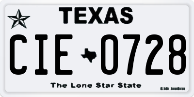 TX license plate CIE0728