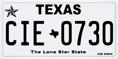 TX license plate CIE0730