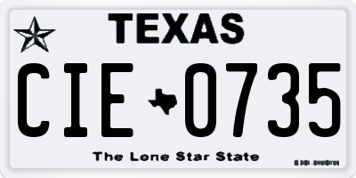TX license plate CIE0735