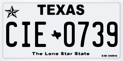TX license plate CIE0739
