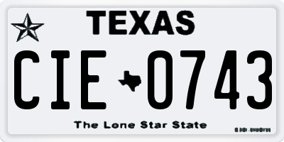 TX license plate CIE0743