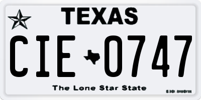 TX license plate CIE0747