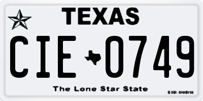 TX license plate CIE0749