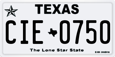 TX license plate CIE0750