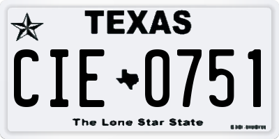 TX license plate CIE0751