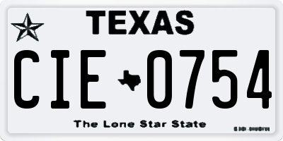 TX license plate CIE0754