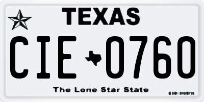 TX license plate CIE0760