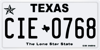 TX license plate CIE0768