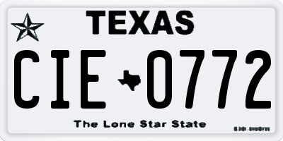 TX license plate CIE0772