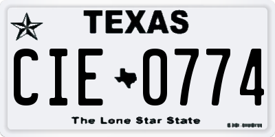 TX license plate CIE0774