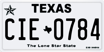 TX license plate CIE0784