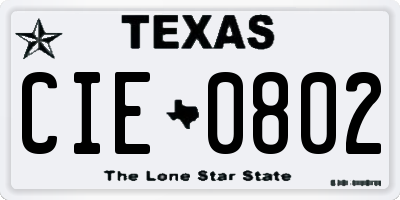 TX license plate CIE0802