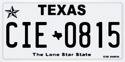 TX license plate CIE0815