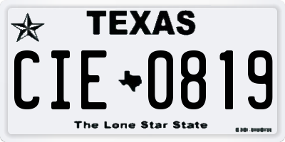 TX license plate CIE0819