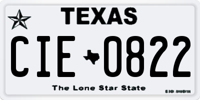 TX license plate CIE0822