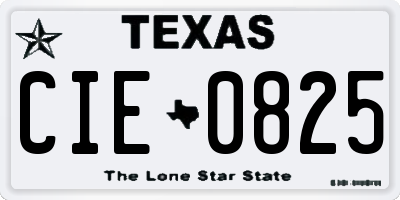 TX license plate CIE0825