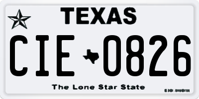 TX license plate CIE0826