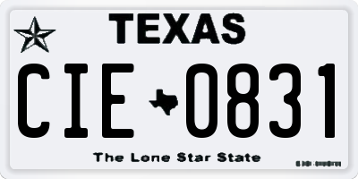 TX license plate CIE0831