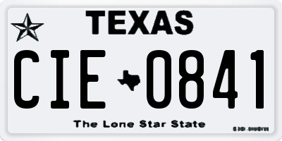 TX license plate CIE0841