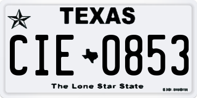 TX license plate CIE0853