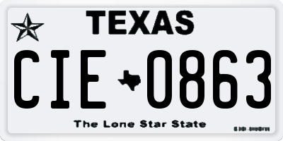 TX license plate CIE0863
