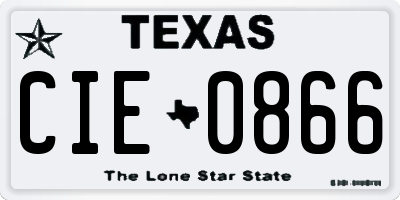 TX license plate CIE0866