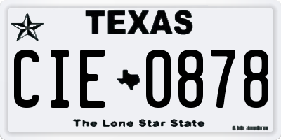 TX license plate CIE0878