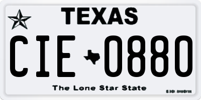 TX license plate CIE0880