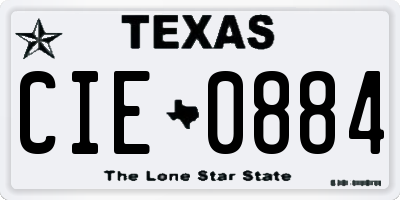 TX license plate CIE0884