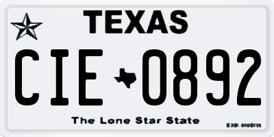 TX license plate CIE0892