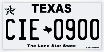 TX license plate CIE0900