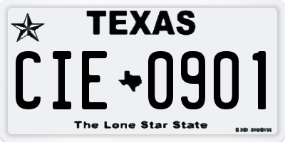 TX license plate CIE0901