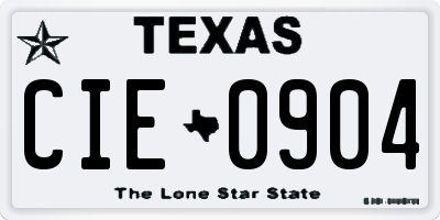 TX license plate CIE0904