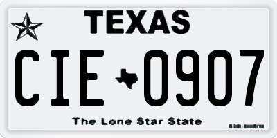 TX license plate CIE0907