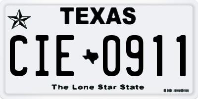TX license plate CIE0911