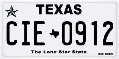 TX license plate CIE0912