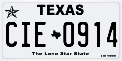 TX license plate CIE0914