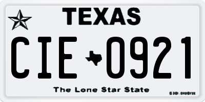TX license plate CIE0921