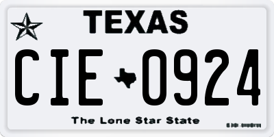 TX license plate CIE0924