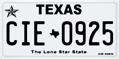 TX license plate CIE0925