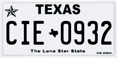 TX license plate CIE0932