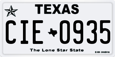 TX license plate CIE0935
