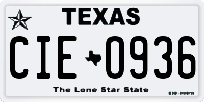 TX license plate CIE0936