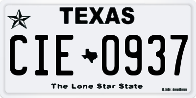 TX license plate CIE0937